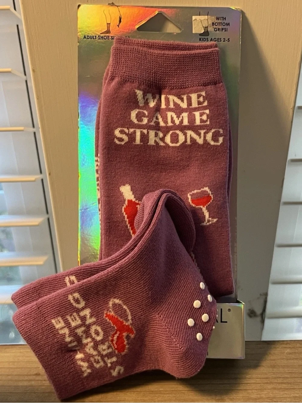 Wine Game Me And Mini Unisex Novelty Socks, Adult Shoe Sz 4-13, Kids Age 2-5